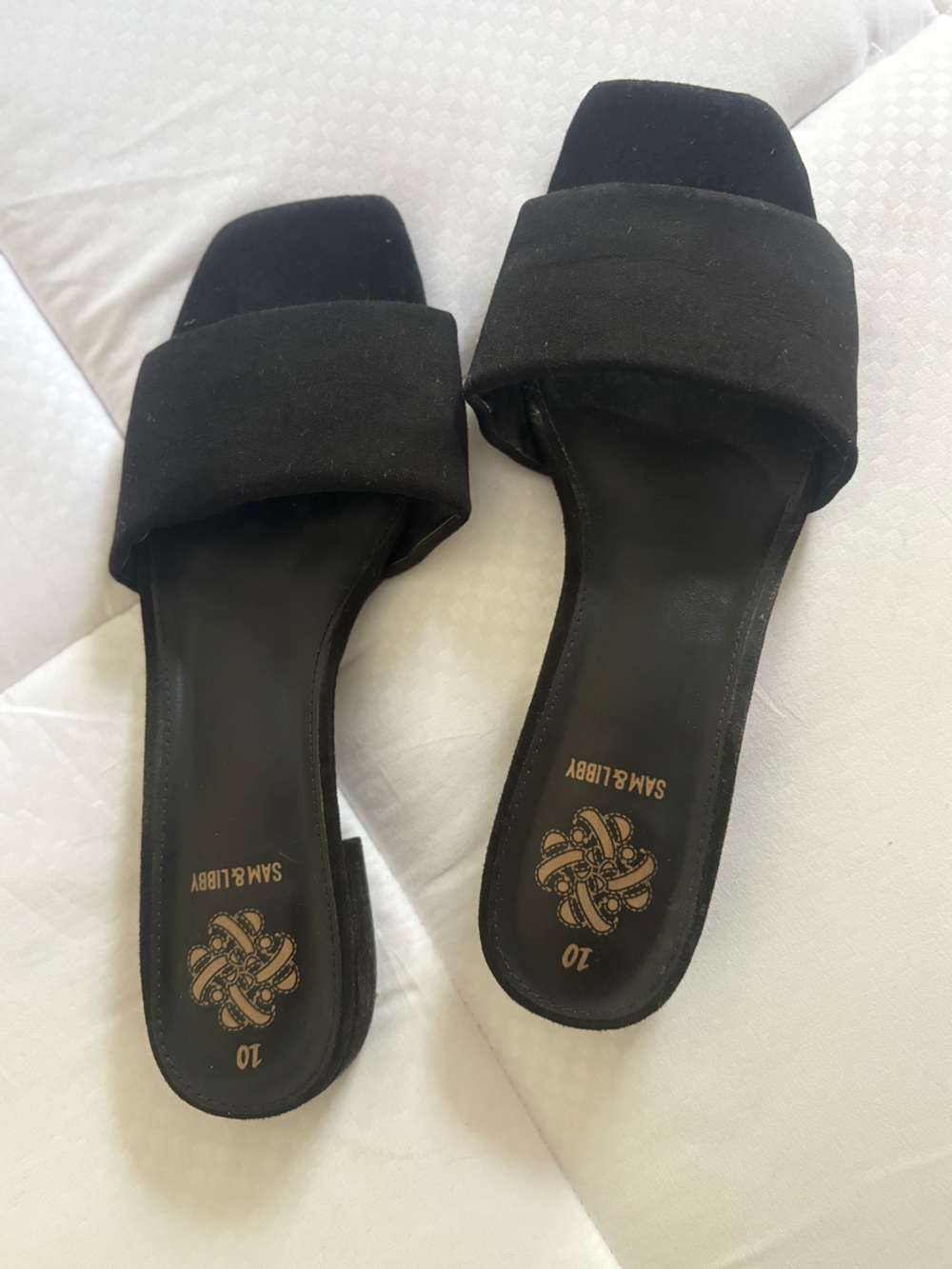 Sam & Libby Black Open-Toe Slide Mules